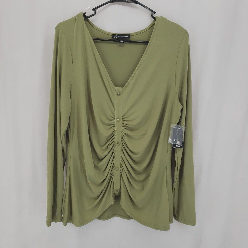INC International Concepts Long Sleeve Top Large Sage Green NWT Casua (AR)